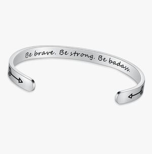 Inspirational Silver Cuff Bracelet